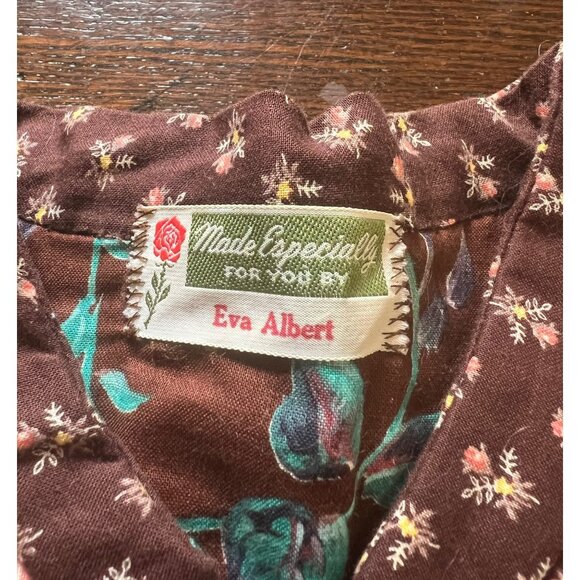 Vintage Handmade Quilt Jacket Brown Pink Floral Cat Mouse Zip Pockets Cottage - Picture 9 of 11